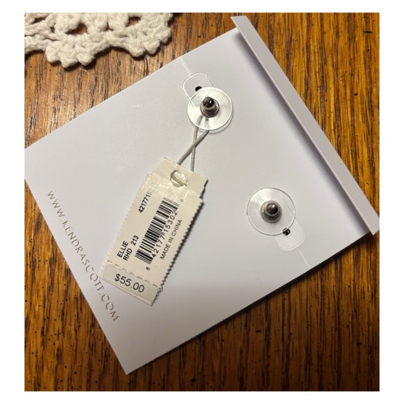 Kendra Scott Ellie Rhodium Plated Grey Stud Earrings - Picture 2 of 2